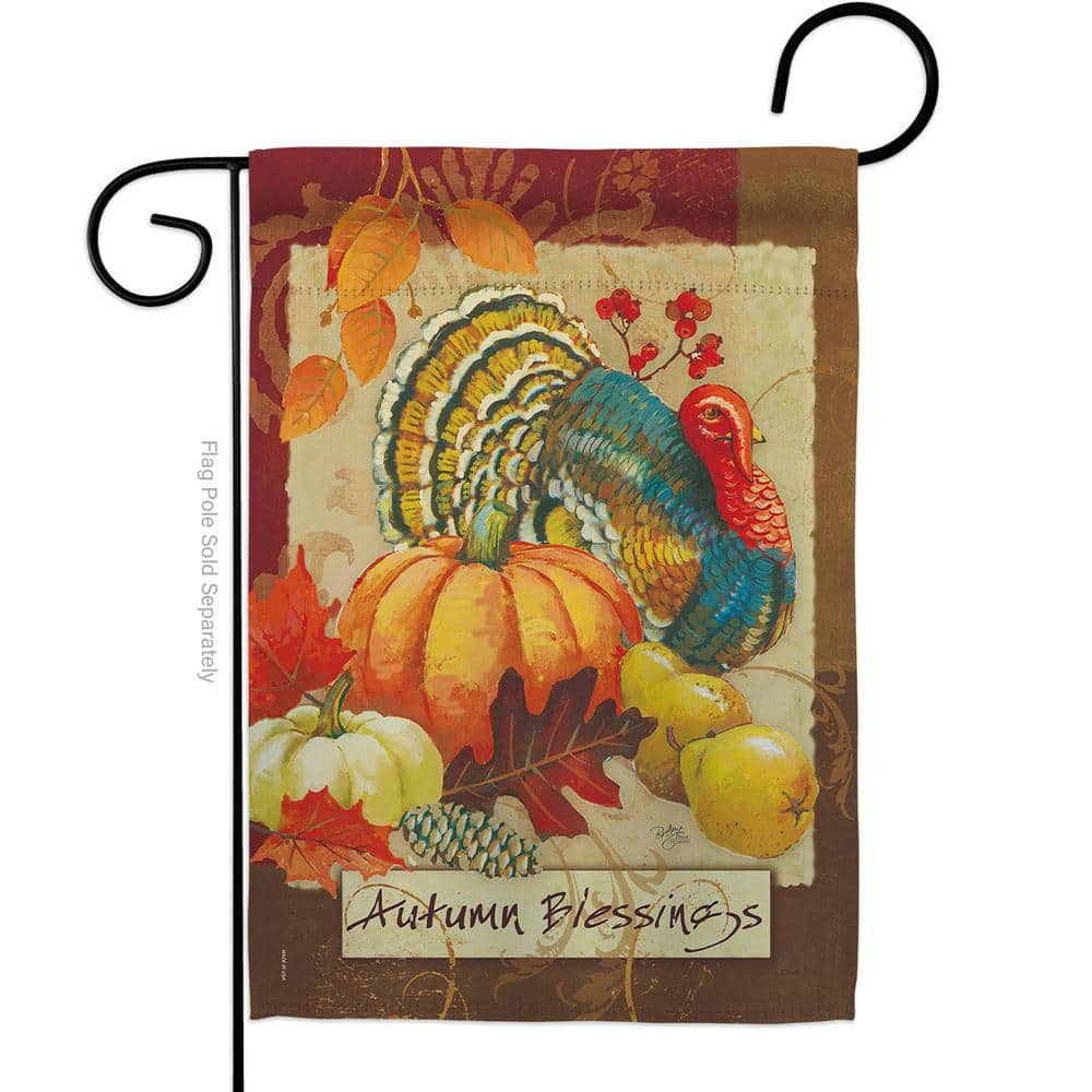 Autumn Blessings Turkey Fall Double-Sided Garden Flag