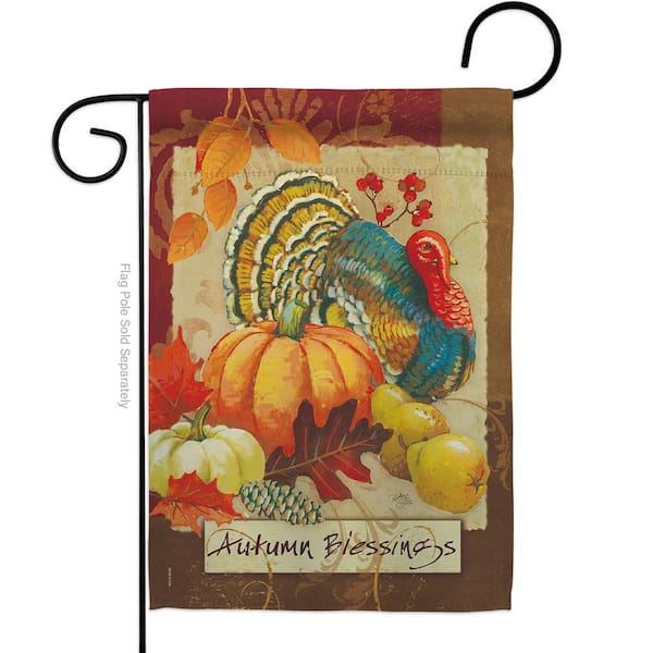 Breeze Decor 13 in. x 18.5 in. Autumn Blessings Turkey Garden Flag Double-Sided Fall Decorative Vertical Flags