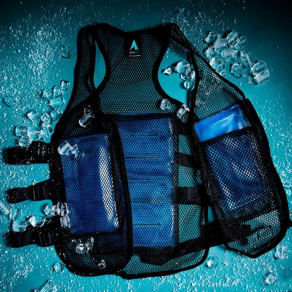 Unisex 1-Size Black Frosty Mesh Ice Vest with Replacement Ice Packs
