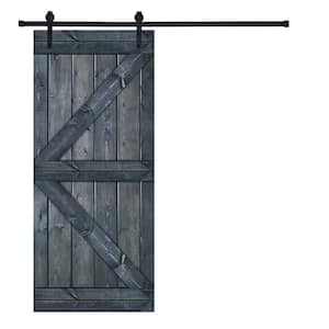 K-Bar Serie 30 in. x 84 in. Icy Gray Knotty Pine Wood DIY Sliding Barn Door with Hardware Kit
