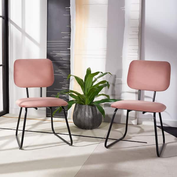 SAFAVIEH Chavelle Pink/Black Upholstered Side Chairs (Set of 2)