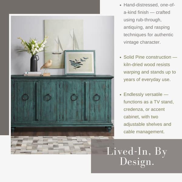 Martin Svensson Home Garden District 65 in. Rustic Turquoise Solid