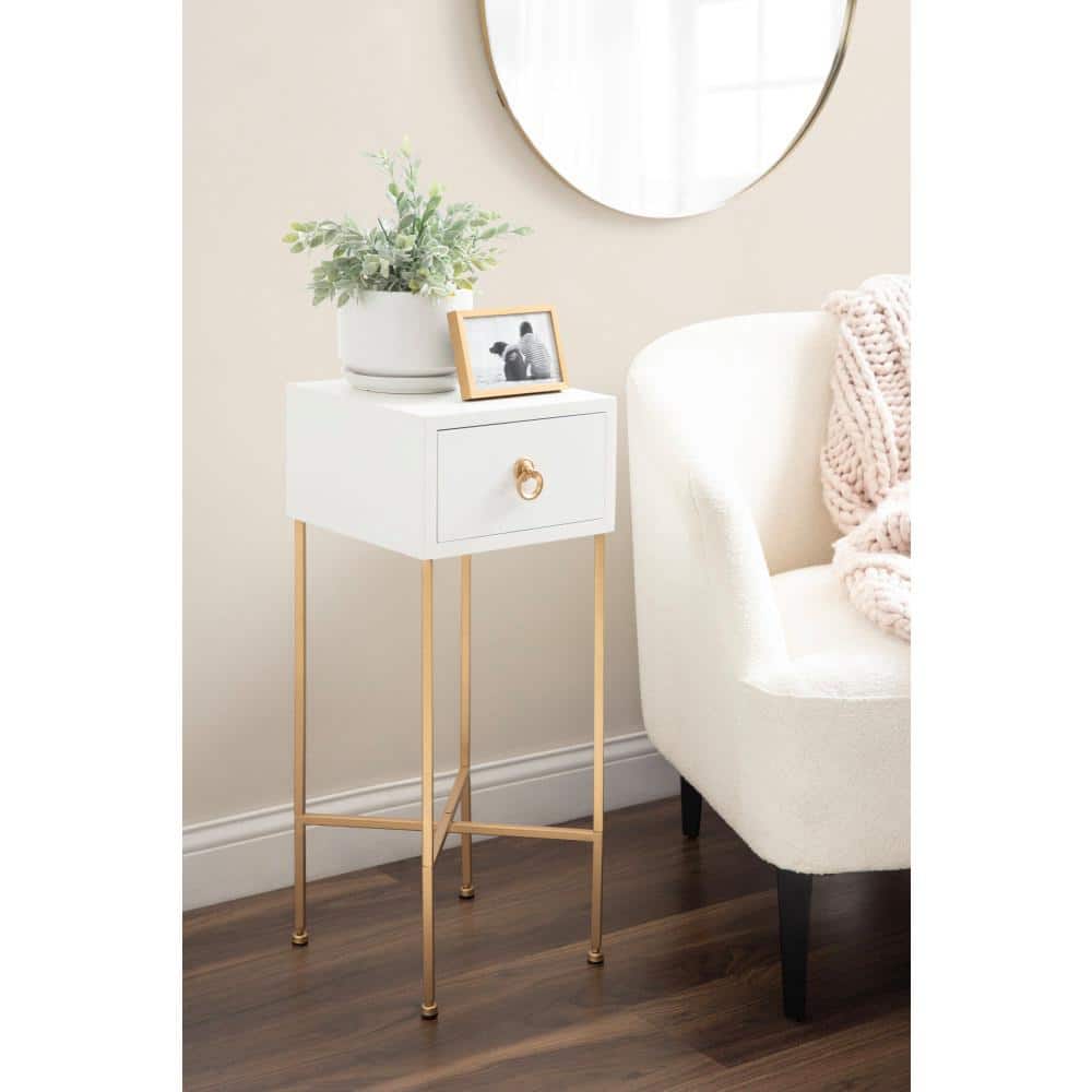 Decklyn 11.75 in. White Square MDF End Table