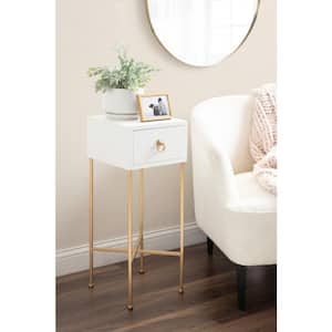 Decklyn 11.75 in. White Square MDF End Table