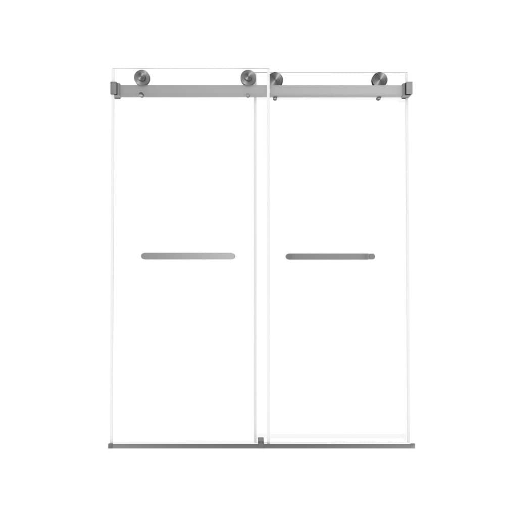 "60 in. W x 74 in. H Dual Sliding Frameless Shower Doors in Brushed Nickel with 5/16""(8mm) Clear Tempered Glass" price history on PriceWatchPro