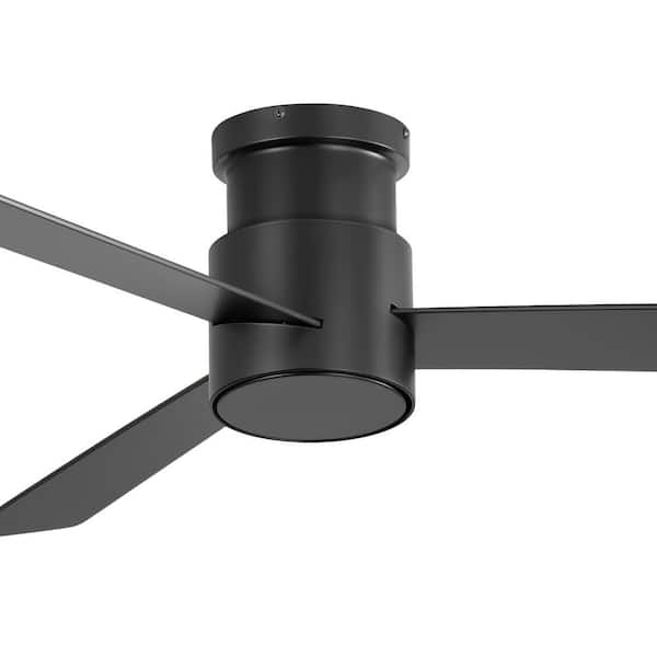 Breezary Sawyer IV 52 in. 6-Speed Indoor/Covered Outdoor Black Hugger Ceiling Fan with Remote Control for Bedroom or Living Room