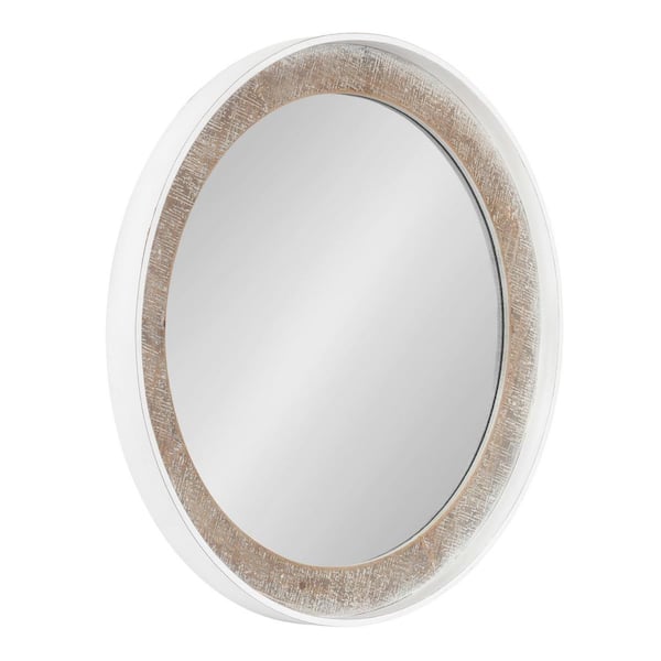 Kate and Laurel Warbrook 26.00 in. W x 26.00 in. H Rustic Brown Round Coastal Framed Decorative Wall Mirror