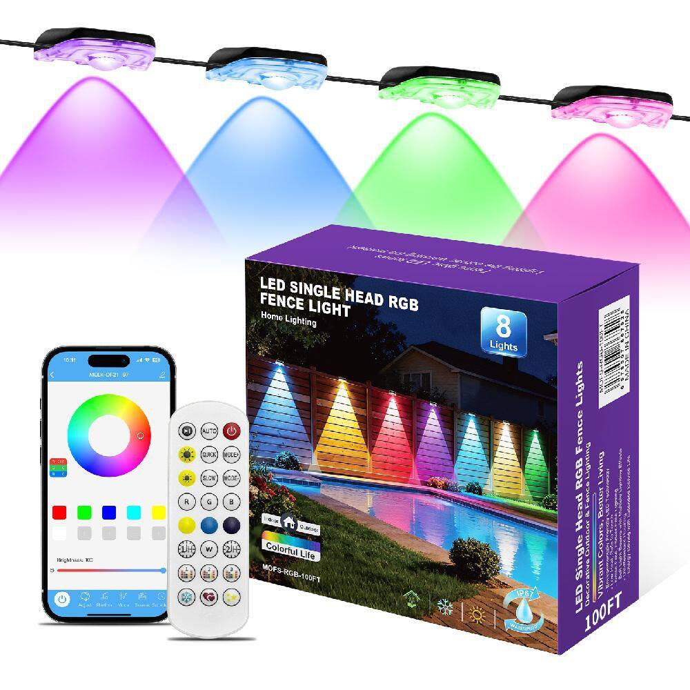 Smart RGBIC 24-Light 150 ft. Outdoor Plug-in Integrated LED Puck String Light,Fence Light with APP/Remote for Yard,Patio price history on PriceWatchPro