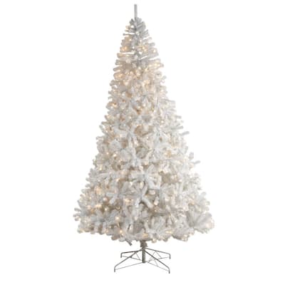 10 ft. White Artificial Christmas Tree with 2200 Bendable Branches and 800 LED Lights
