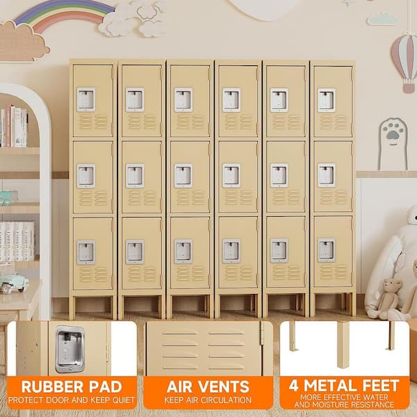 Mlezan 3-Tier Metal Locker with 3-Doors, Storage Locker for Mlezan 3-Tier Metal Locker with 3-Doors, Storage Locker for