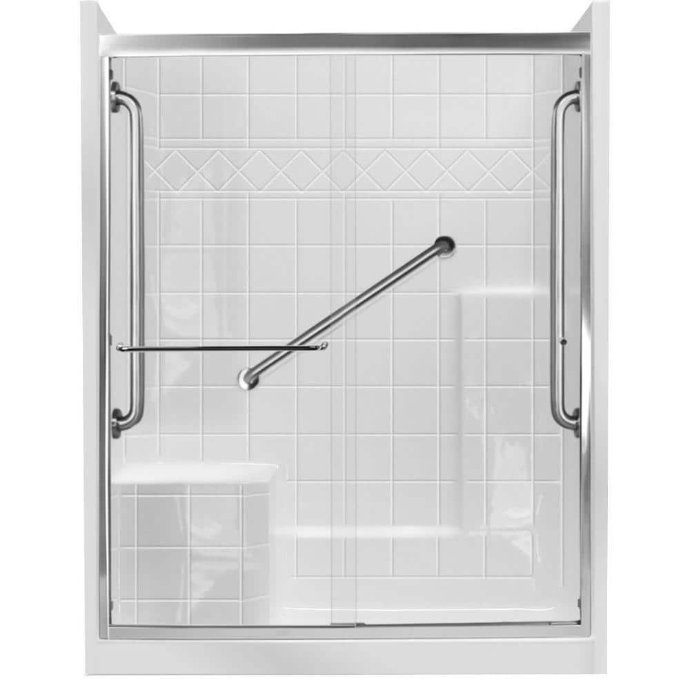 Ella 60 in. x 33 in. x 77 in. Right Drain 3-Piece Alcove Shower Kit in ...