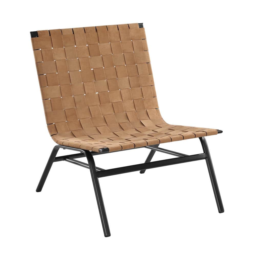 Cavett Brown Woven Leather Accent Chair