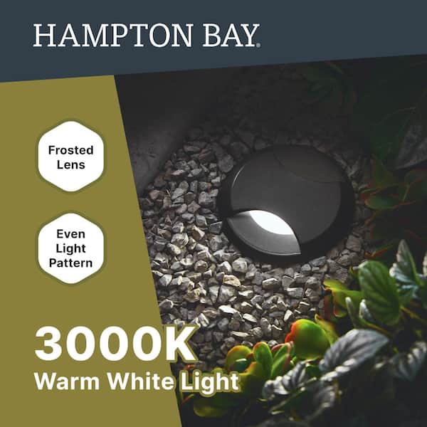 Hampton Bay 10-Watt Equivalent 150 Lumens Low Voltage Black Integrated LED  Round Outdoor InGround Well/Deck Light LDS-WR2BL3000K - The Home Depot