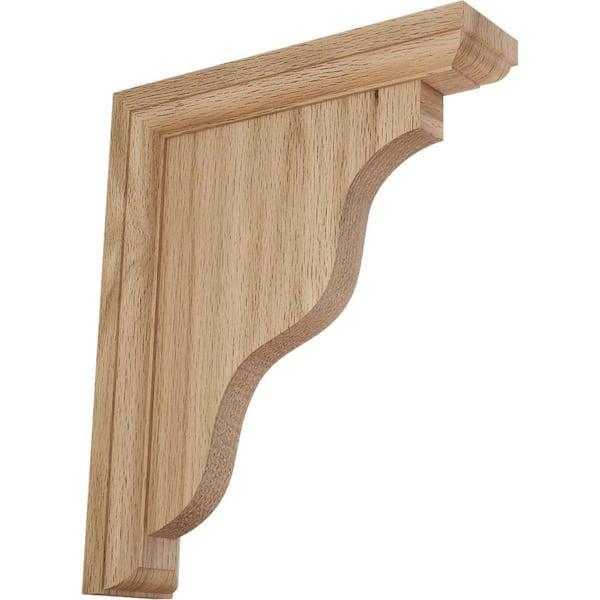 Ekena Millwork 2-1/4 in. x 9 in. x 11 in. Unfinished Red Oak Hamilton Traditional Bracket