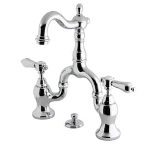 Heirloom 2-Handle 8 in. Bridge Bathroom Faucets with Brass Pop-Up iin Polished Chrome