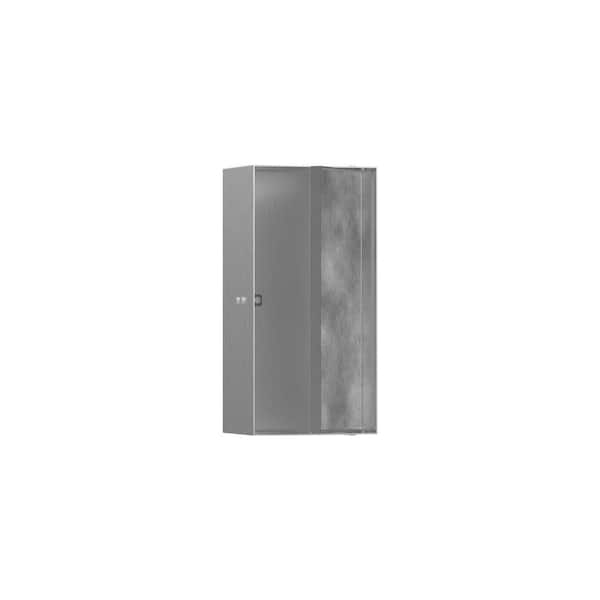 Hansgrohe XtraStoris Rock 9 in. W x 15 in. H x 4 in. D Stainless Steel Shower Niche with Tileable Door in Brushed Stainless Steel
