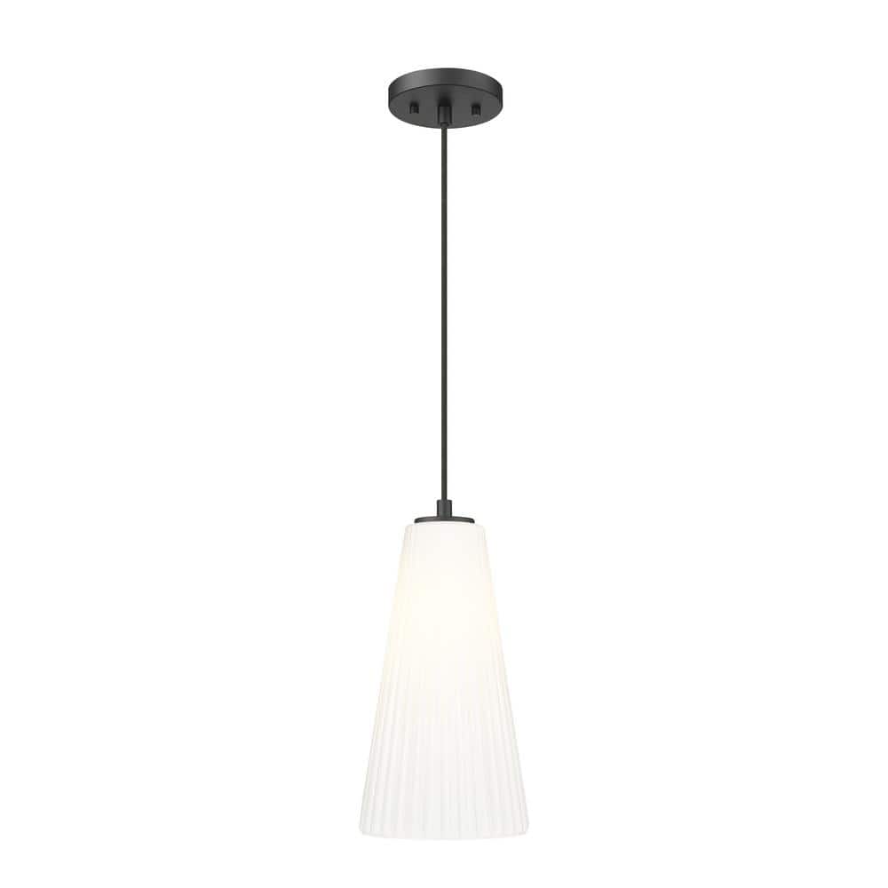 Matte Black Nickel Glass 14" Indoor/Outdoor Pendant Light