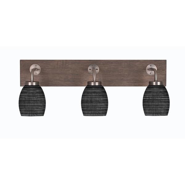 Unbranded Kirby 26 in. 3-Light Graphite and Painted Distressed Wood-look Metal Vanity Light