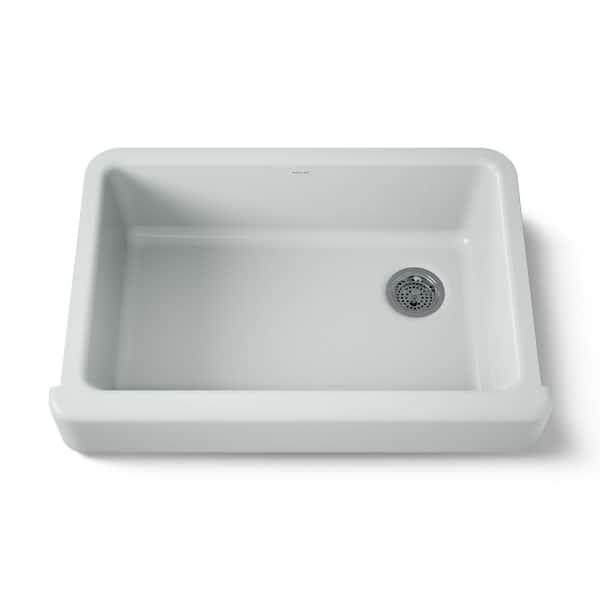 KOHLER Whitehaven Farmhouse Apron-Front Cast Iron 32.5 in. Single Basin Kitchen Sink in Ice Grey