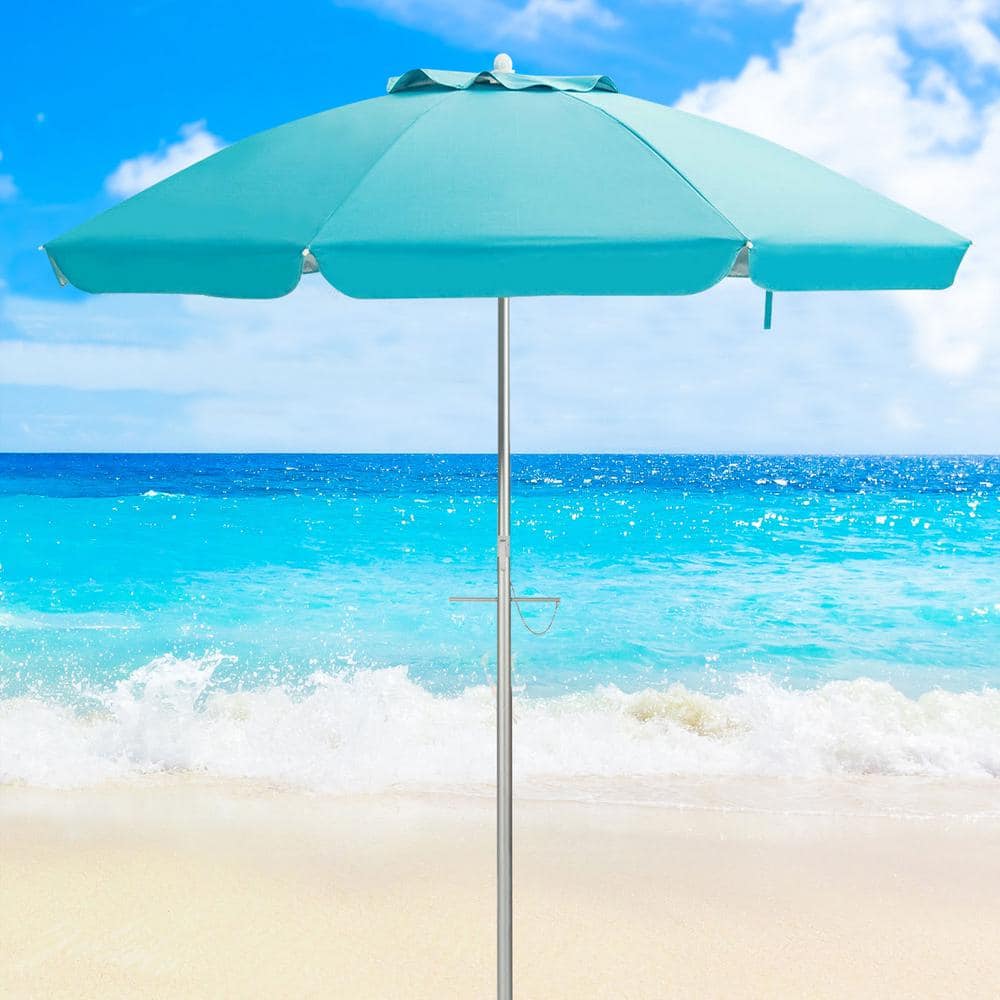 Costway 6.5FT Patio Beach Umbrella Sun Shade Tilt W/Carry Bag Blue