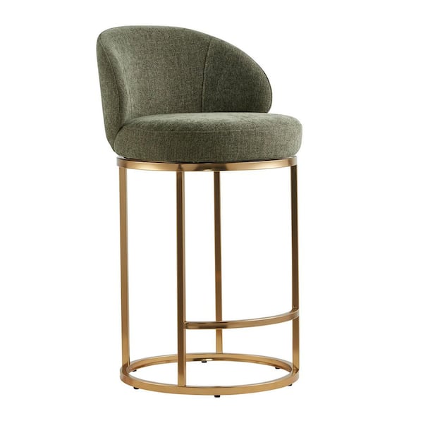 Sage 26 in. Moss Green Fabric Upholstered Swivel Counter Height Bar Stool with Metal Frame(Set of 3)