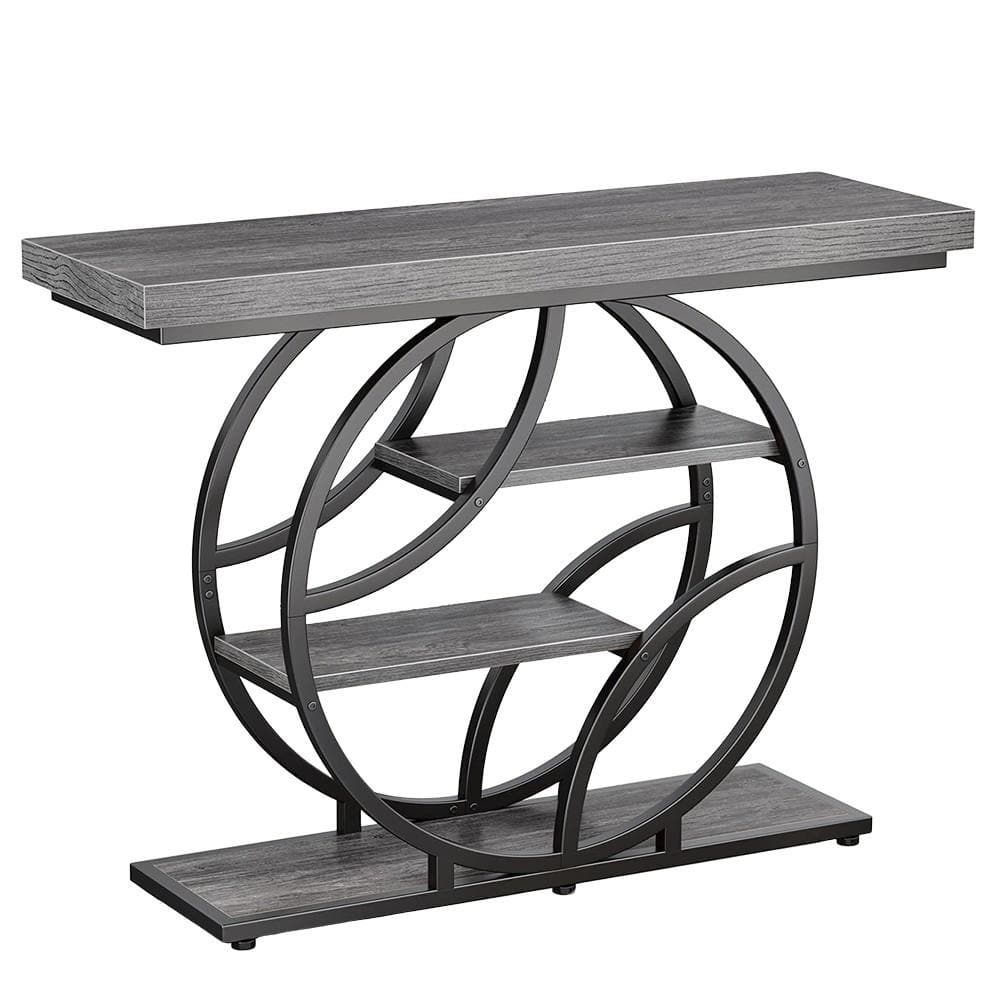 41 in. W Light Gray Modern Metal Console Table with Shelves price history on PriceWatchPro