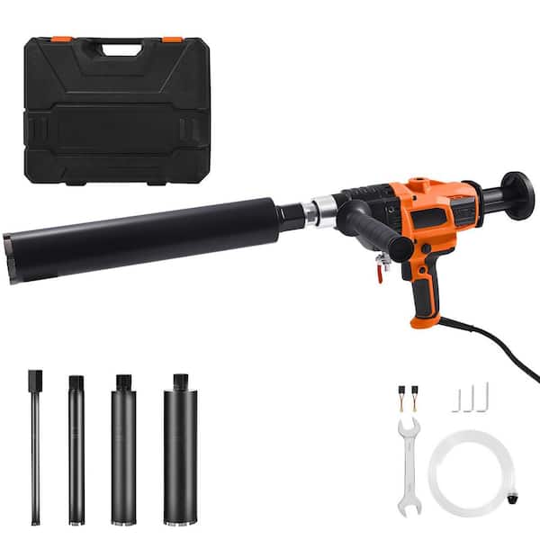 Diamond Core Drilling Machine, 0.8-6.3 in Drilling Range, Handheld Wet and Dry Concrete Drill with 4 Bits