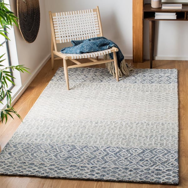 Glamour Blue/Ivory 9 ft. x 12 ft. Tribal Geometric Area Rug