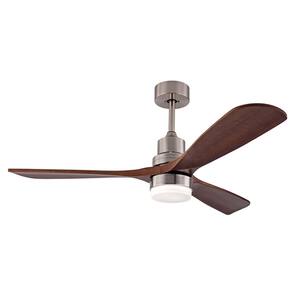 52 in. LED Color Changing Indoor Nickle Ceiling Fan with Light and Remote 3 Wood Blades