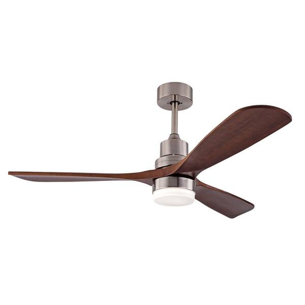 UMEILUCE 52 in. LED Color Changing Indoor Nickle Ceiling Fan with Light and Remote 3 Wood Blades