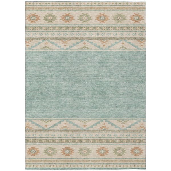 Chantille Machine Washable Indoor/Outdoor Abstract ACN3075 Seafoam 9 ft. x 12 ft. Area Rug