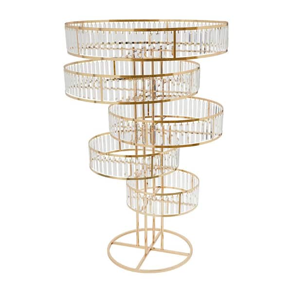 YIYIBYUS 5-Tier 51 in. H Gold Iron Acrylic Decorative Stand Wedding Party Birthday Decor