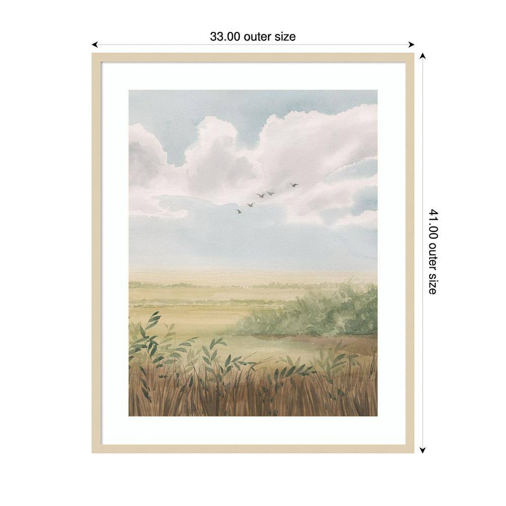 Clear Day Meadow II 33"x41" Brown Wood Framed Wall Art