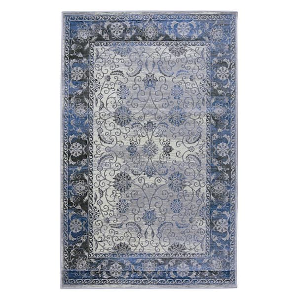 Linon Home Decor Crop Isfahan Grey and Beige 5 ft. x 7 ft. 6 in. Area Rug