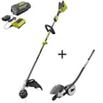 40V Brushless Cordless Battery Attachment Capable String Trimmer and Edger Attachment with 4.0 Ah Battery and Charger