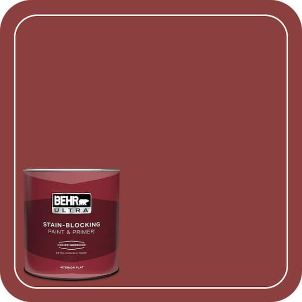 BEHR ULTRA 1 qt. #BXC-27 Carriage Red Extra Durable Flat Interior Paint & Primer