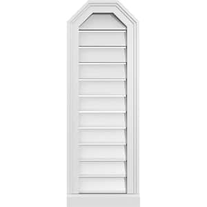 12" x 34" Octagonal Top Surface Mount PVC Gable Vent: Functional with Brickmould Sill Frame