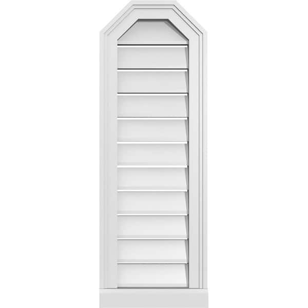 Ekena Millwork 12" x 34" Octagonal Top Surface Mount PVC Gable Vent: Functional with Brickmould Sill Frame
