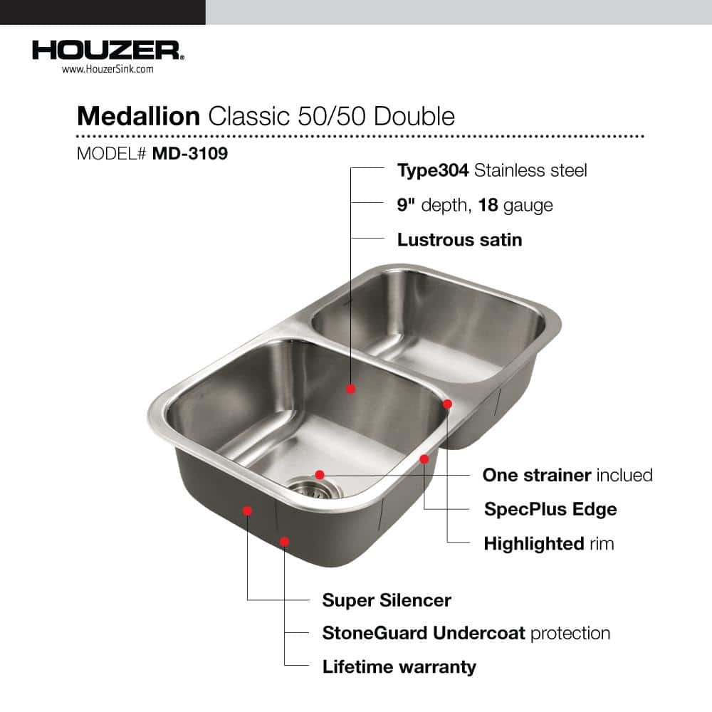 Medallion Classic Stainless Steel Double Bowl Kitchen Sink