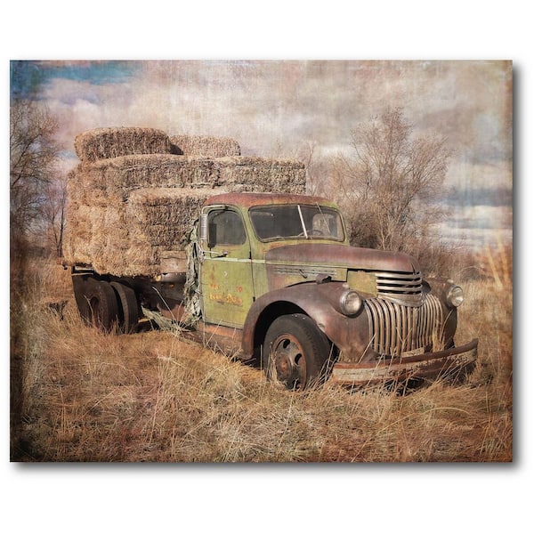 Courtside Market Vintage Hay Truck 16 in. x 20 in. Gallery-Wrapped Canvas Wall Art