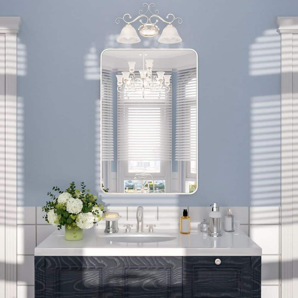 Rivo 24 in. W x 36 in. H Tempered Glass Brushed Nickel Rectangular Framed Wall Bathroom Vanity Mirror price history on PriceWatchPro