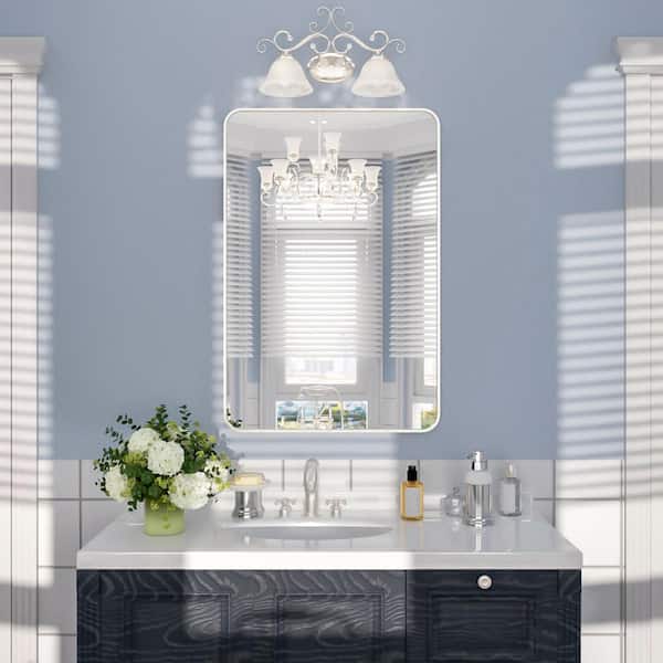 Rivo 24 in. W x 36 in. H Tempered Glass Brushed Nickel Rectangular Framed Wall Bathroom Vanity Mirror