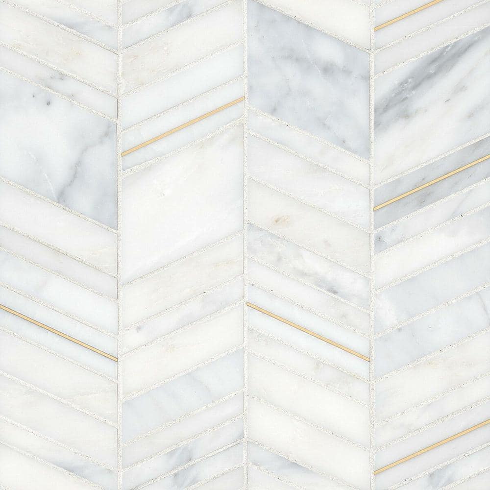 Ferrara Chevron 10 in. x 12 in. Honed BIANCO Marble Mosaic Tile (8.96 sq. ft./Carton) price history on PriceWatchPro