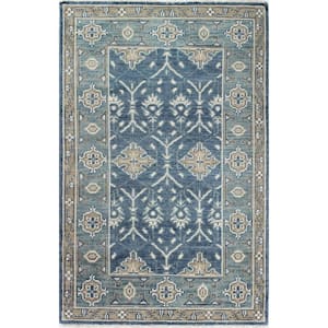 Papi Blue 4 ft. x 6 ft. (3 ft. 6 in. x 5 ft. 6 in.) Geometric Transitional Accent Rug