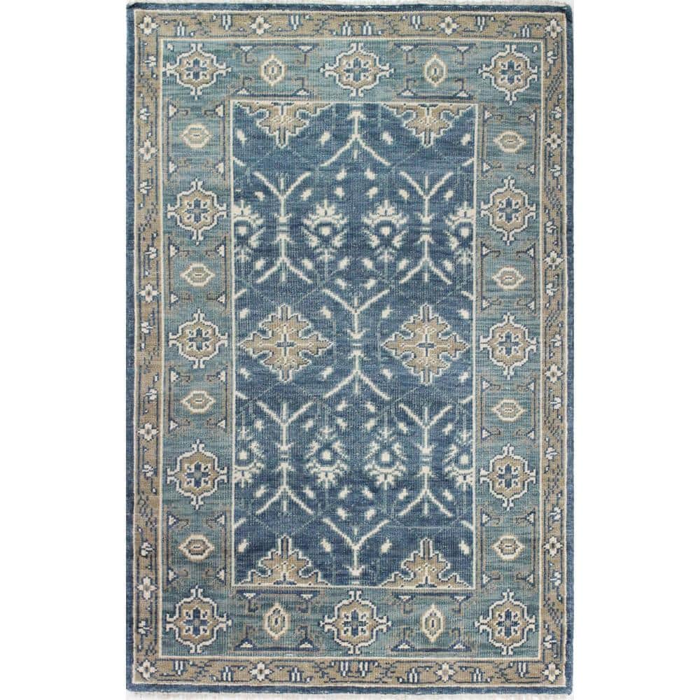 Papi Blue 8 ft. x 10 ft. (7 ft. 6 in. x 9 ft. 6 in.) Geometric Transitional