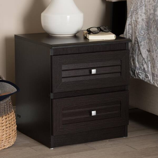 Baxton Studio Carine 2 Drawer Wenge Dark Brown Nightstand 146 8264