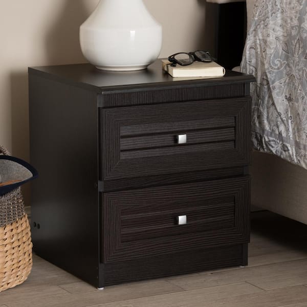 Baxton Studio Carine 2-Drawer Wenge Dark Brown Nightstand