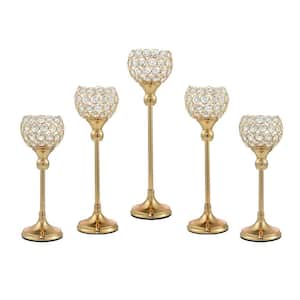 Crystal Candle Holder,Tea Light Candlestick Holders for Wedding Table Decoration,Centerpiece for Party Home Decor(5Pcs)