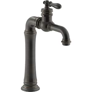 Artifacts Single Hole Single-Handle Bathroom Faucet with Straight Lever Handle in Oil-Rubbed Bronze