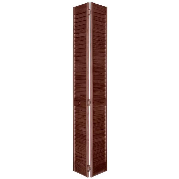 Home Fashion Technologies 36 in. x 80 in. Louver/Louver MinWas Red Mahogany Solid Wood Interior Closet Bi-fold Door